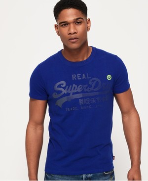 Superdry Real Logo 1st Férfi Pólók Kék | QXIZG5863